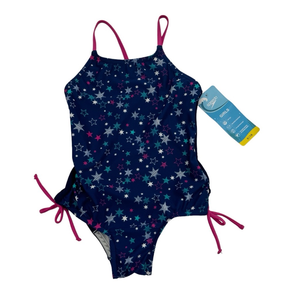7/8 NWT Speedo One Piece Navy Star Swimsuit